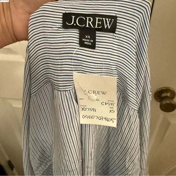 J. Crew Blue/White Striped Tie Neck Blouse Size XS - Picture 5 of 8